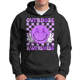 Overdose Awareness Purple Ribbon Smile Drug Addiction Hoodie - Thegiftio UK