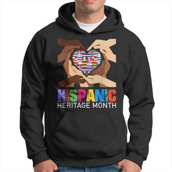 Hispanic Heritage Month Hands Heart Latino Countries Flags Hoodie - Thegiftio UK