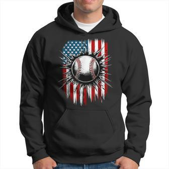 Patriotic Baseball 4Th Of July Usa American Flag Boys Hoodie - Monsterry CA