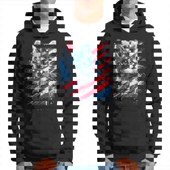 Patriotic Kitten Or American Flag Inspired Cat Hoodie - Thegiftio
