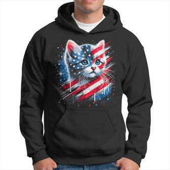 Patriotic Kitten Or American Flag Inspired Cat Hoodie - Thegiftio UK
