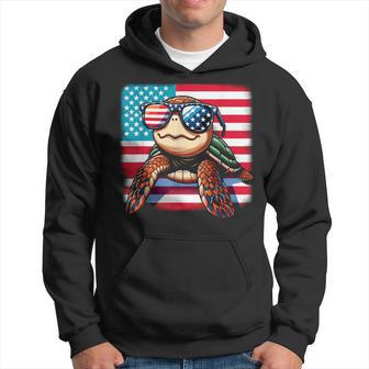 Patriotic Turtle Usa American Flag Sunglasses 4Th Of July Hoodie - Thegiftio UK