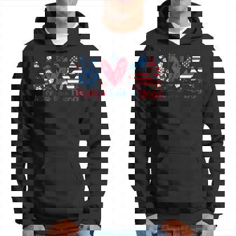 Peace Love Dog Cute Dog Paw Print American Flag 4Th Of July Hoodie - Monsterry