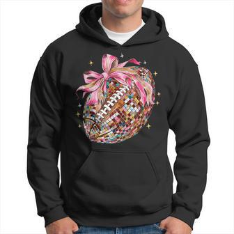 Pink Coquette Bow Football Pink Disco Football Bow Coquette Hoodie - Thegiftio UK
