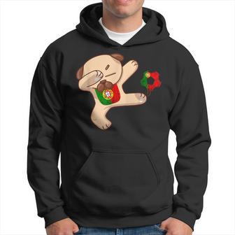 Portugal Flag Dabbing Dog Portuguese Soccer Player Portugal Hoodie - Thegiftio UK