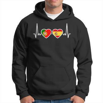 Portugal Spain Heartbeat Flag Spanish Portuguese Kapuzenpullover - Geschenkecke