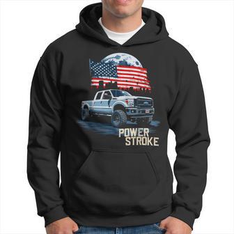 Powerstroke Patriotic Truck American Flag Diesel Truck Hoodie - Thegiftio UK