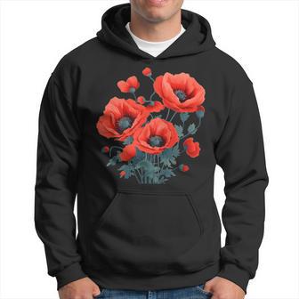 Pretty Red Colors With Poppies Flowers Hoodie - Thegiftio UK