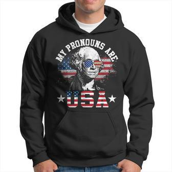 My Pronouns Are Usa 4Th Of July American Us Flag Hoodie - Monsterry DE