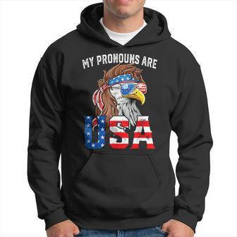 My Pronouns Are Usa Patriotic Eagle 4Th Of July Hoodie - Monsterry DE