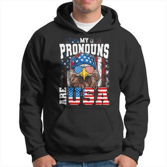 My Pronouns Are Usa Patriotic Eagle 4Th Of July Hoodie - Thegiftio UK