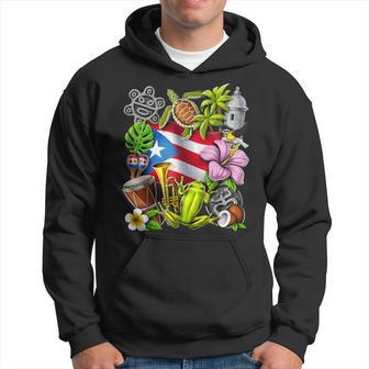 Puerto Rico Boricua Coqui Frog Taino Sun Puerto Rican Flag Hoodie - Thegiftio UK