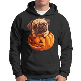 Pug In Pumpkin Halloween Pugkin Cute Pug Halloween Hoodie - Thegiftio UK