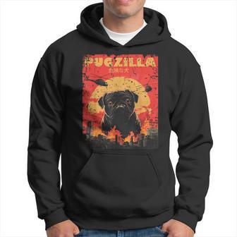 Pugzilla For Pug Owner Retro Vintage Apparel Pugs Hoodie - Thegiftio UK