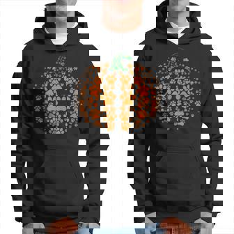 Pumpkin Dog Cat Paws Print Halloween Pet Lovers Hoodie - Thegiftio UK
