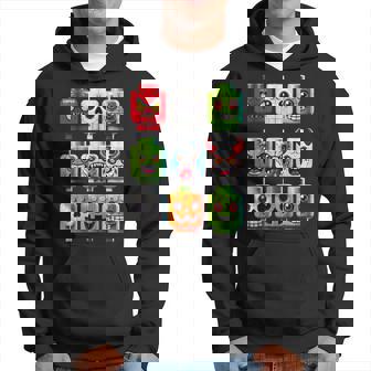 Pumpkin Ghost Zombie Skeleton Building Brick Halloween Hoodie | Mazezy
