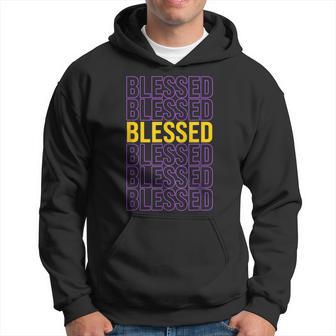 Purple And Golds Blessed-Gold & Purple Color Graphic Hoodie - Thegiftio UK