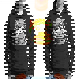 Quirky Cat Hamburger Cheeseburger Fast Food Hat Hoodie - Thegiftio
