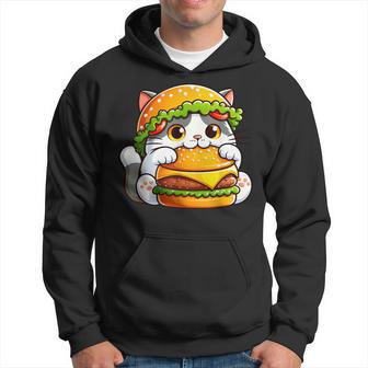 Quirky Cat Hamburger Cheeseburger Fast Food Hat Hoodie - Thegiftio UK