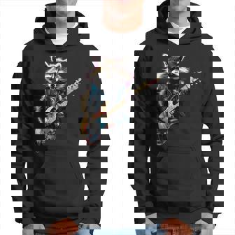 Raccoon Playing Guitar Rock Music Metal Guitar Player Hoodie - Thegiftio UK