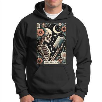 The Reader Tarot Card Skeleton Reading Book Bookworm Bookish Hoodie - Thegiftio UK