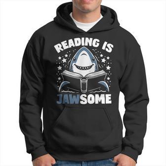 Reading Is Jawsome Shark Reader Book Lover Hoodie - Thegiftio UK