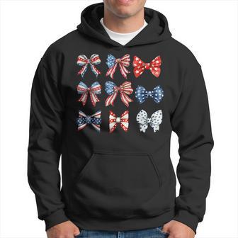 Red White And Blue American Coquette Bows 4Th Of July Hoodie - Thegiftio UK
