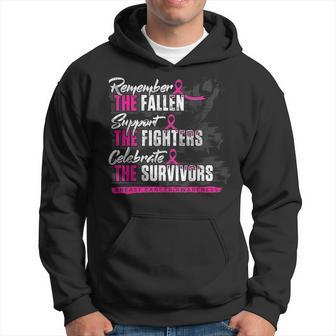 Remember The Fallen Support The Fighters Breast Cancer Hoodie - Thegiftio UK