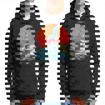 Retro Bird Silhouette 80S 90S Vintage Sunset Seagull Hoodie - Thegiftio UK