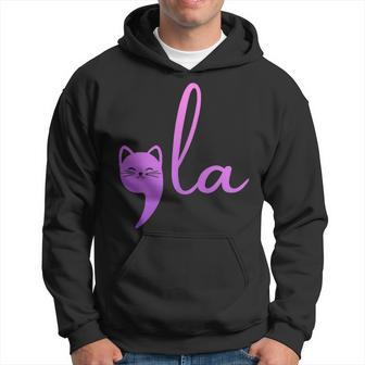 Retro Cat Comma La Cat Commala Cat Comma-La Hoodie - Thegiftio UK
