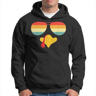 Retro Cool Turkey Face Aviator Sunglasses Thanksgiving Hoodie - Thegiftio UK