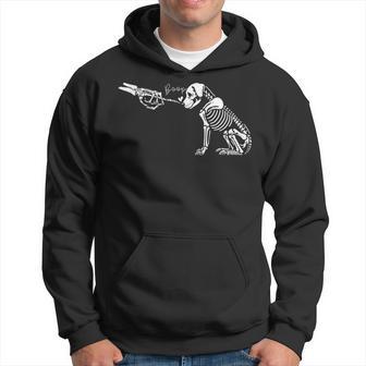 Retro Cute Skeleton Hand Boop Dog Halloween Hoodie - Thegiftio UK