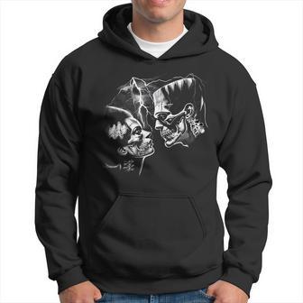 Retro Frankenstein Monster And Bride Halloween Romantic Kiss Hoodie - Thegiftio UK
