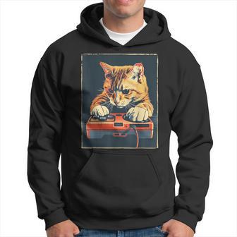 Retro Gamer Cat Having Fun Gaming Console For Gamers Hoodie - Thegiftio UK