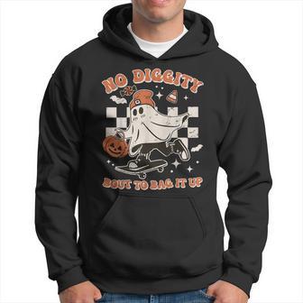Retro Halloween Ghost No Diggity Bout To Bag It Up Hoodie - Thegiftio UK
