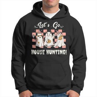 Retro Let's Go House Hunting Ghost Real Estate Halloween Hoodie - Thegiftio UK