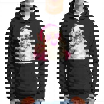 Retro Santa Christmas Blowing Bubble Cool Santa Peace Sign Hoodie - Thegiftio UK