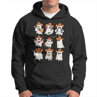 Retro Western Halloween Cowboy Ghost Collage Spooky Season Hoodie - Thegiftio UK