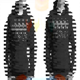 Rock And Roll Skeleton Let's Rock Hand Vintage Halloween Hoodie - Seseable