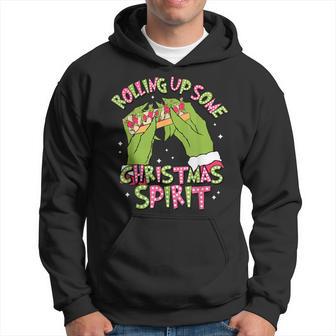 Rolling Up Some Christmas Spirit Xmas Santa Pajamas Holiday Hoodie - Thegiftio UK