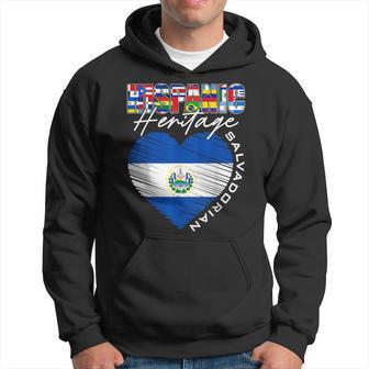 Salvadorian Hispanic Heritage Month El Salvador Flag Heart Hoodie - Thegiftio UK
