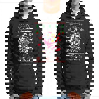 Santa Claus Flying Airplane Ugly Christmas Sweater Xmas Hoodie | Mazezy