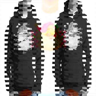 Santa Claus Pink Christmas Face Old Xmas Vintage Pink Santa Hoodie | Mazezy