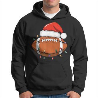 Santa Football Player Christmas Lights Sports Lovers Boys Hoodie - Thegiftio UK