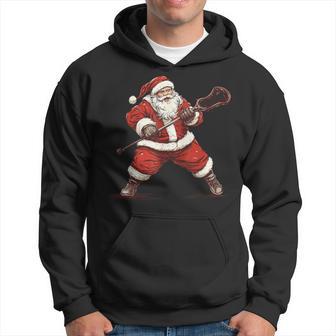 Santa Playing Lacrosse Lacrosse Lax Player Christmas Hoodie - Thegiftio UK