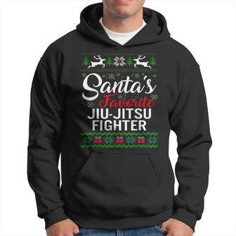 Santa's Favorite Jiu-Jitsu Fighter Christmas Ugly Sweater Fa Hoodie - Thegiftio UK