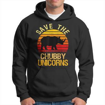 Save The Chubby Unicorns Retro Style Rhino Hoodie - Thegiftio UK