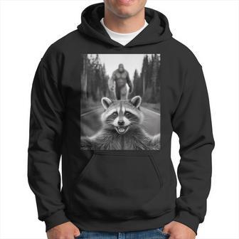 Scared Raccoon Selfie With Sasquatch Bigfoot Raccoon Hoodie - Thegiftio UK