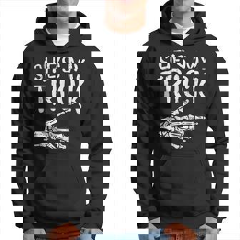 Shes My Trick Matching Couple Halloween Costume Boyfriend Hoodie | Mazezy