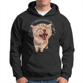 Silly Cat With Headphones Hoodie - Thegiftio UK